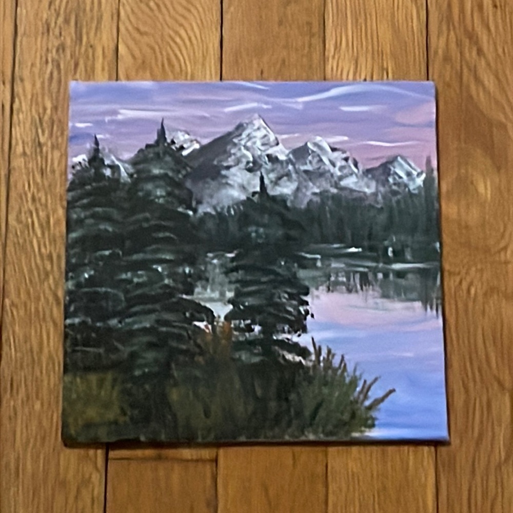 Mountain scape at sunset.